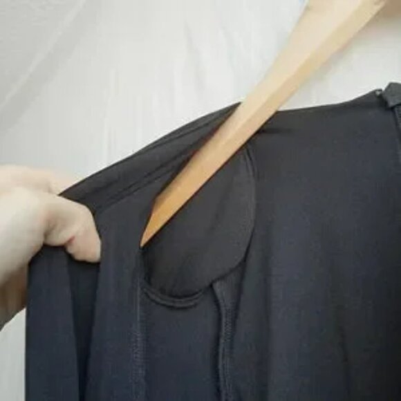 Zhivago Black Deep V Neck Knee Length Bodycon with Shoulder Pads Dress Size 6 - Picture 4 of 7